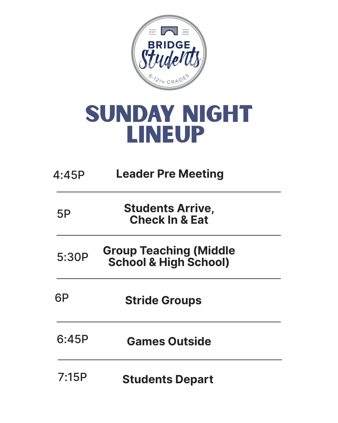 Sunday Night Schedule Post
