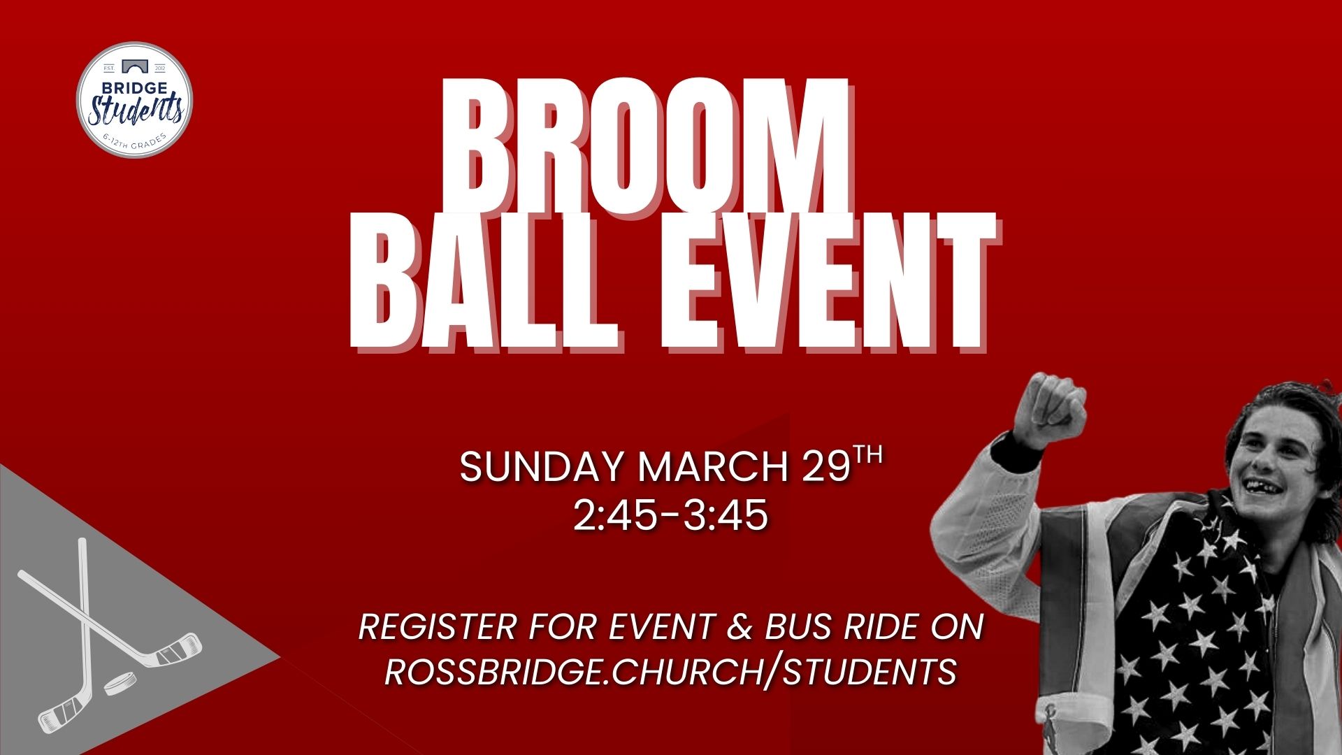 Red White and Black Modern Hockey Player Thank You Instagram Post